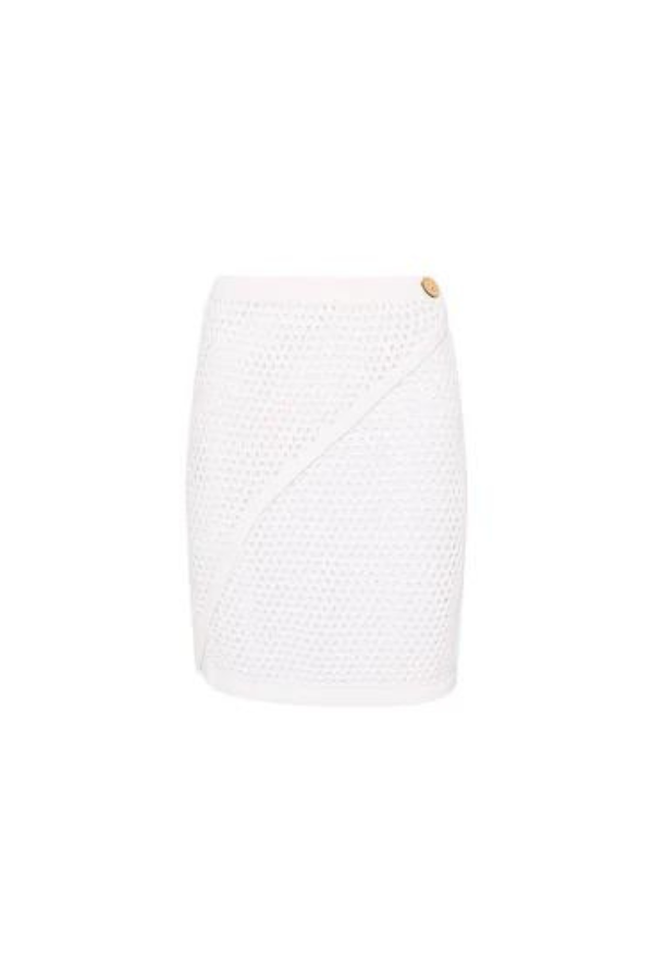 CROCHET KNIT WRAP SKIRT - WHITE