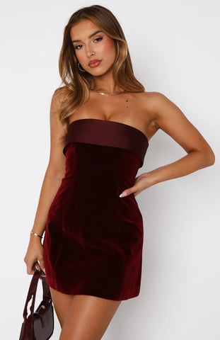 Willow Strapless Mini Dress Deep Red