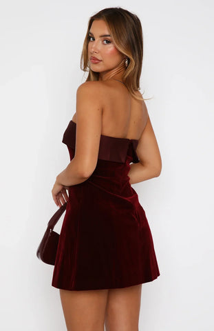 Willow Strapless Mini Dress Deep Red