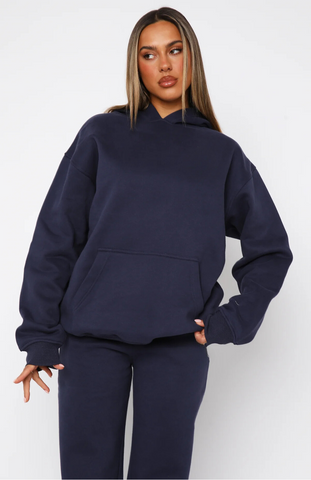 Oversize Hoodie + Wide Leg Sweatpants  - Navy