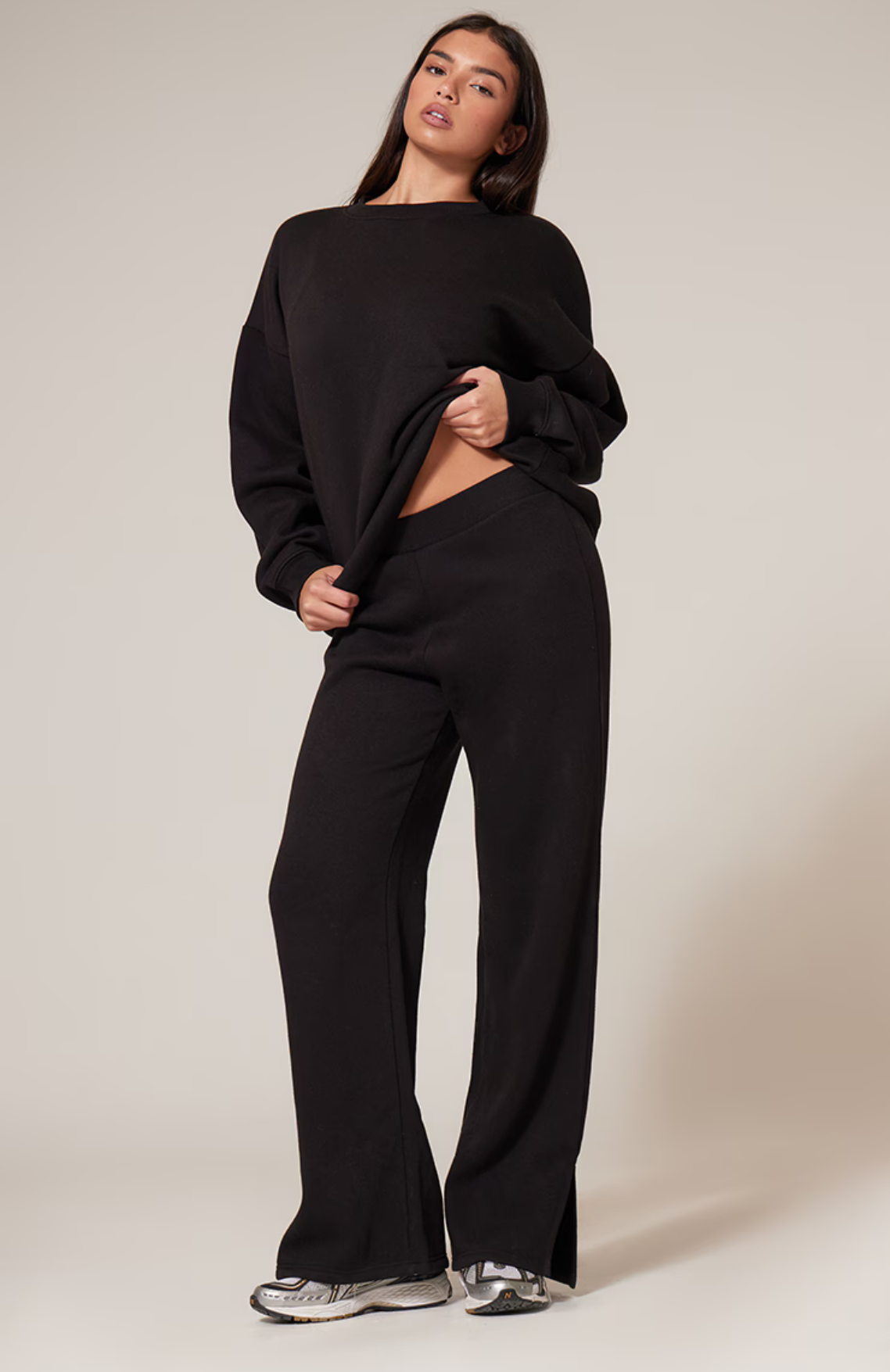 Longline Oversized Sweatshirt - Black