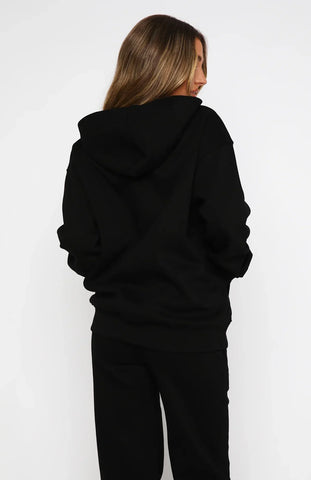 Oversize Hoodie + Wide Leg Sweatpants  - Black