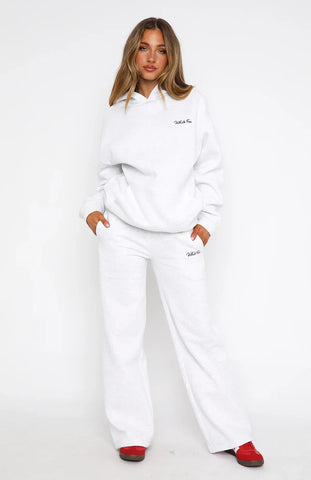 Oversize Hoodie + Wide Leg Sweatpants  -  Grey Marle