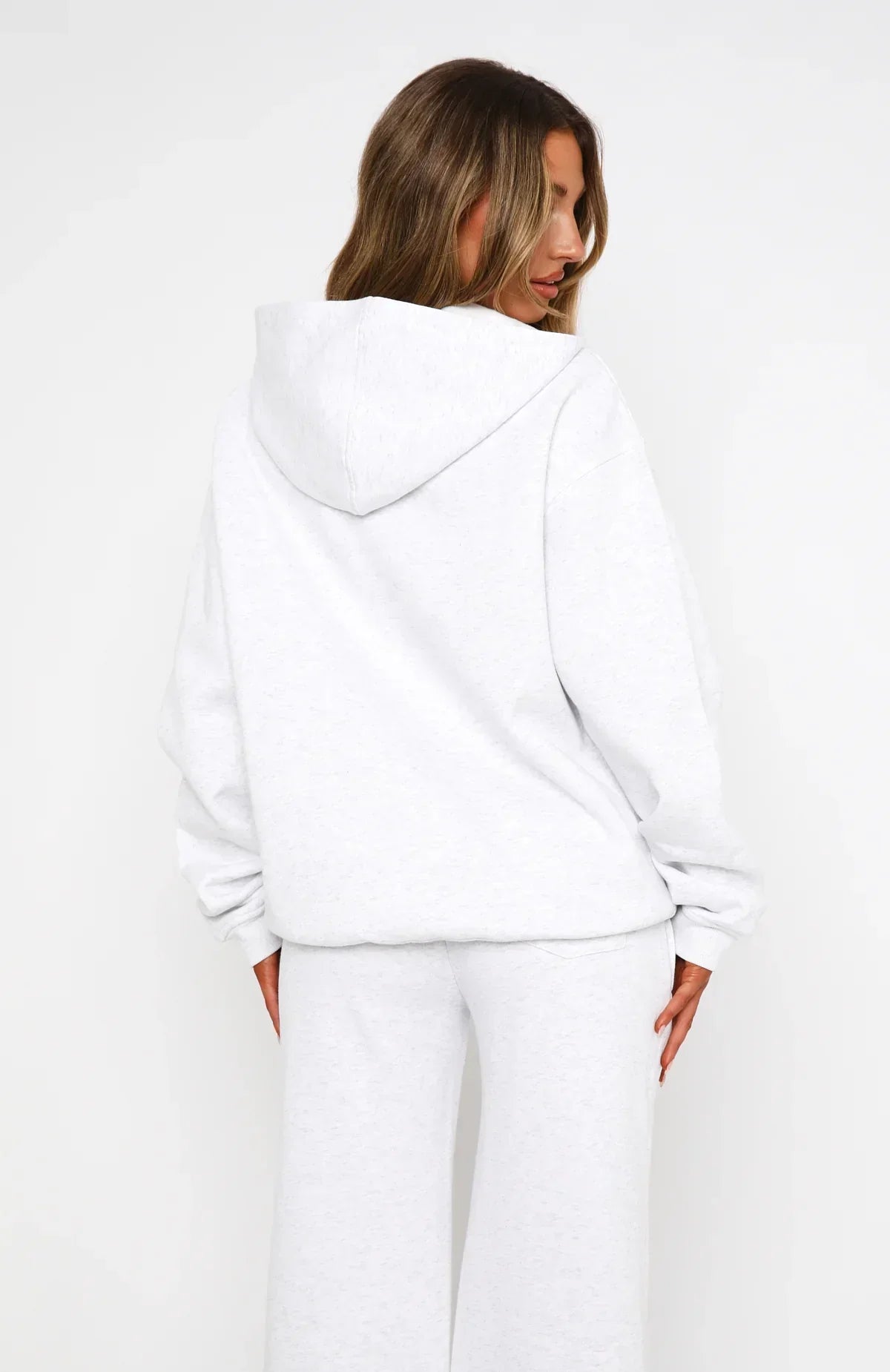 Oversize Hoodie + Wide Leg Sweatpants  -  Grey Marle