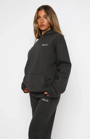 Oversize Hoodie + Wide Leg Sweatpants  -  Charcoal