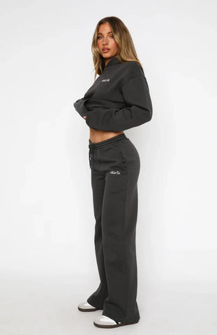 Oversize Hoodie + Wide Leg Sweatpants  -  Charcoal