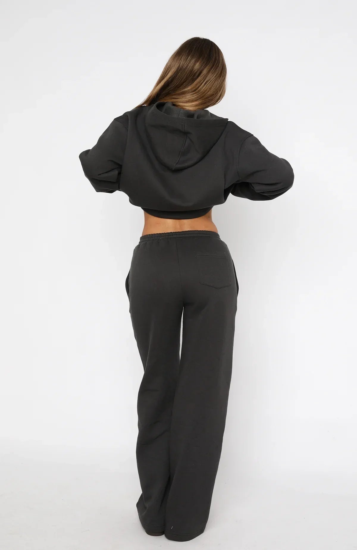 Oversize Hoodie + Wide Leg Sweatpants  -  Charcoal