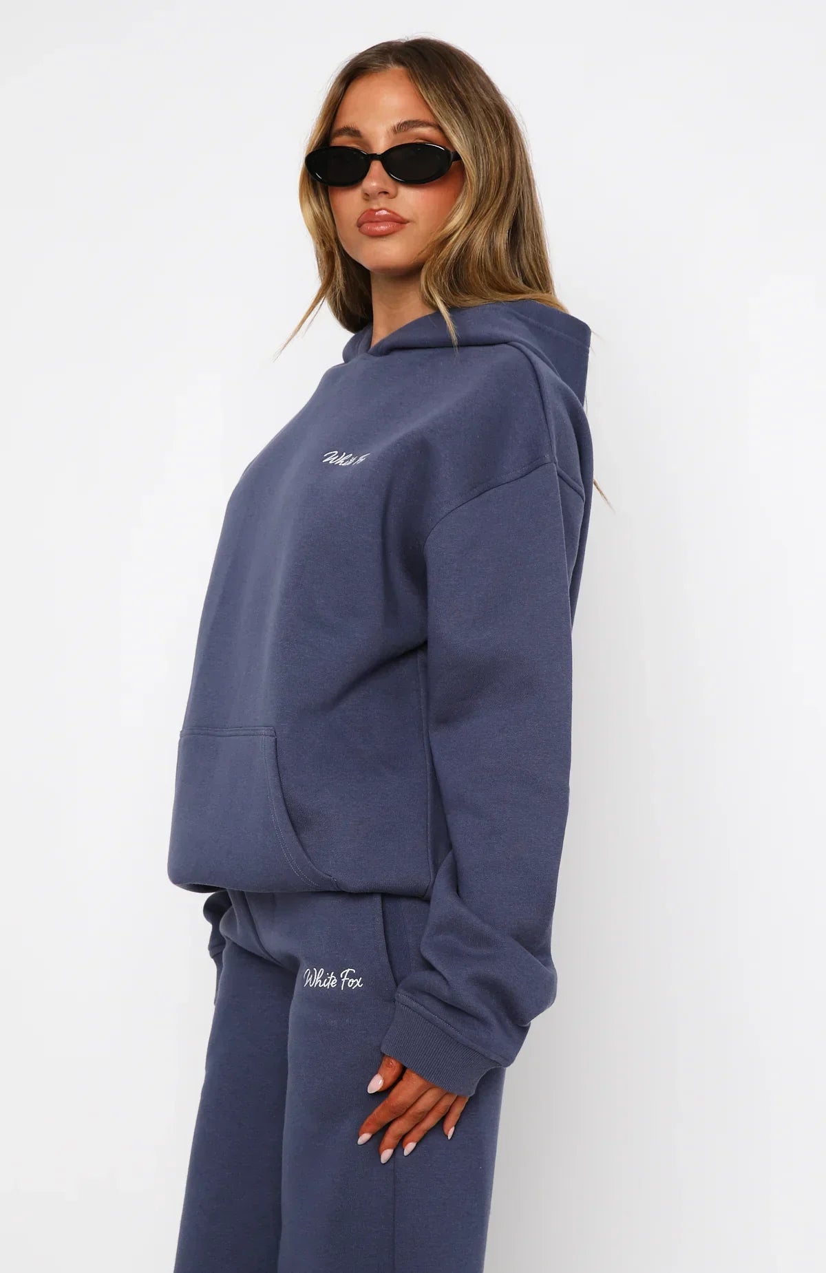 Oversize Hoodie + Wide Leg Sweatpants  - Navy