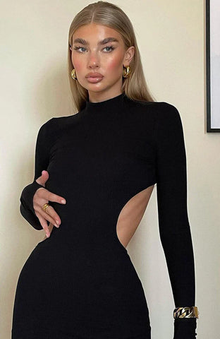 Long Sleeve Mini Dress Black