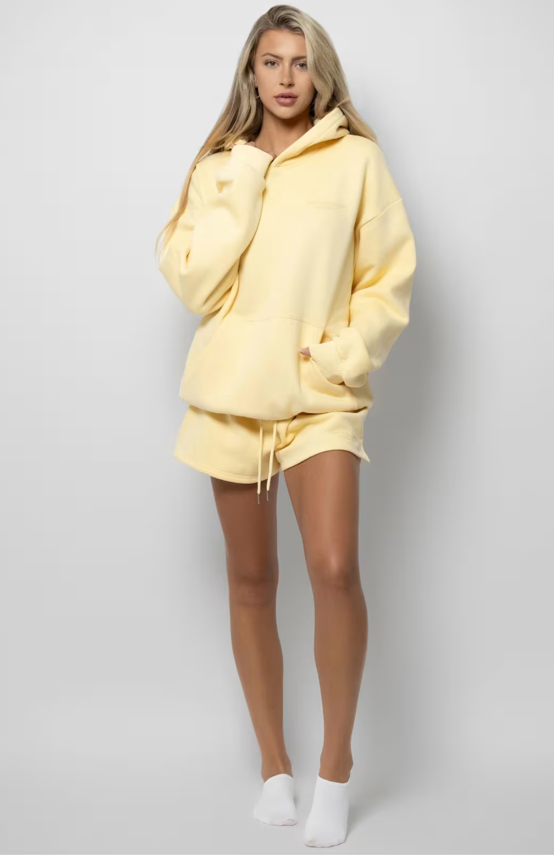 Oversize Hoodie + Shorts Set - Canary