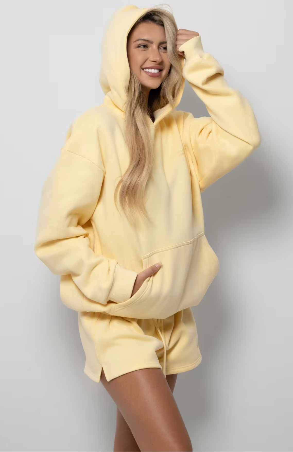 Oversize Hoodie + Shorts Set - Canary