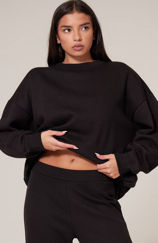 Longline Oversized Sweatshirt - Black