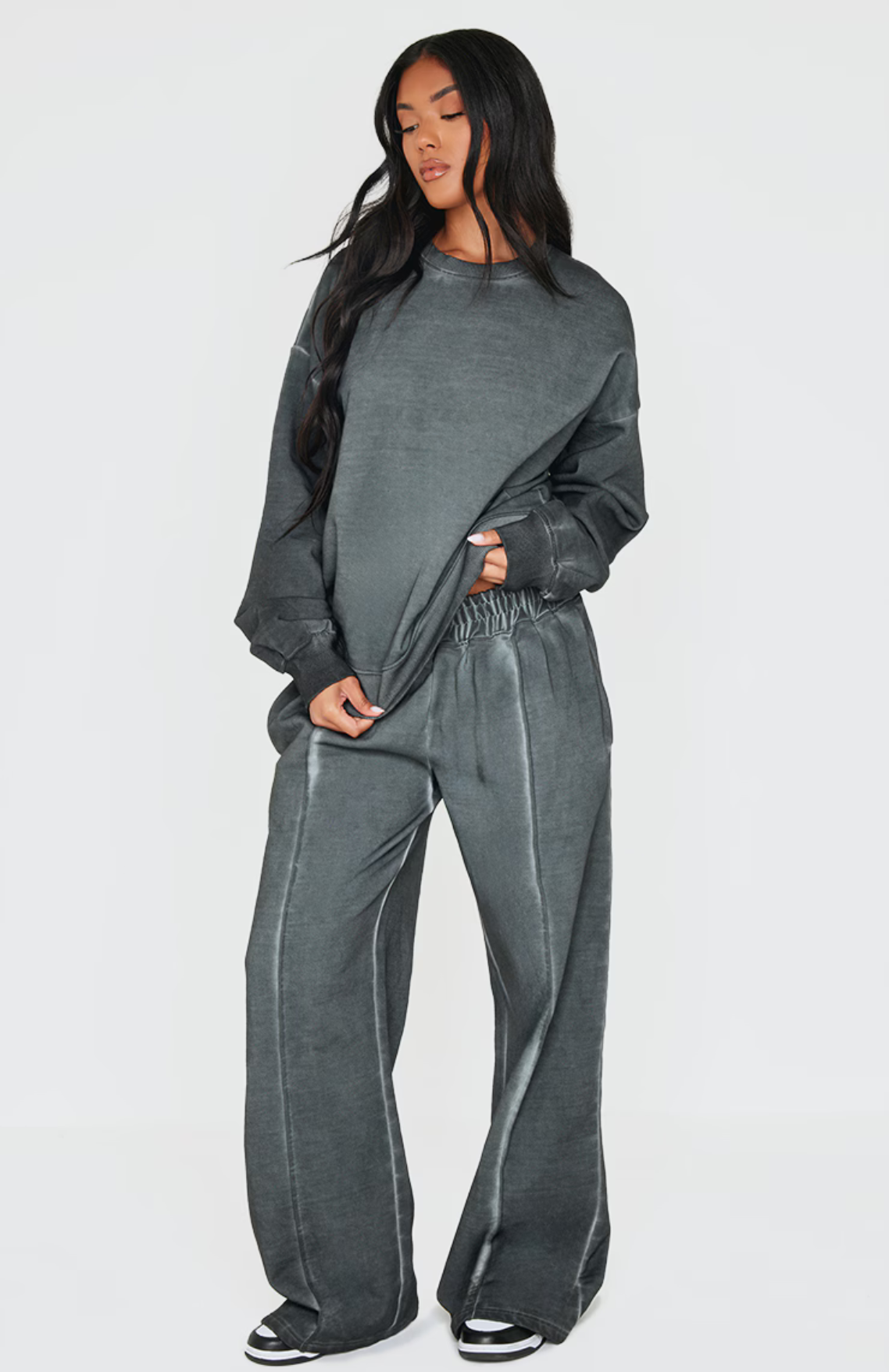 Premium Oversized Sweatshirt Set - Washed Charcoal