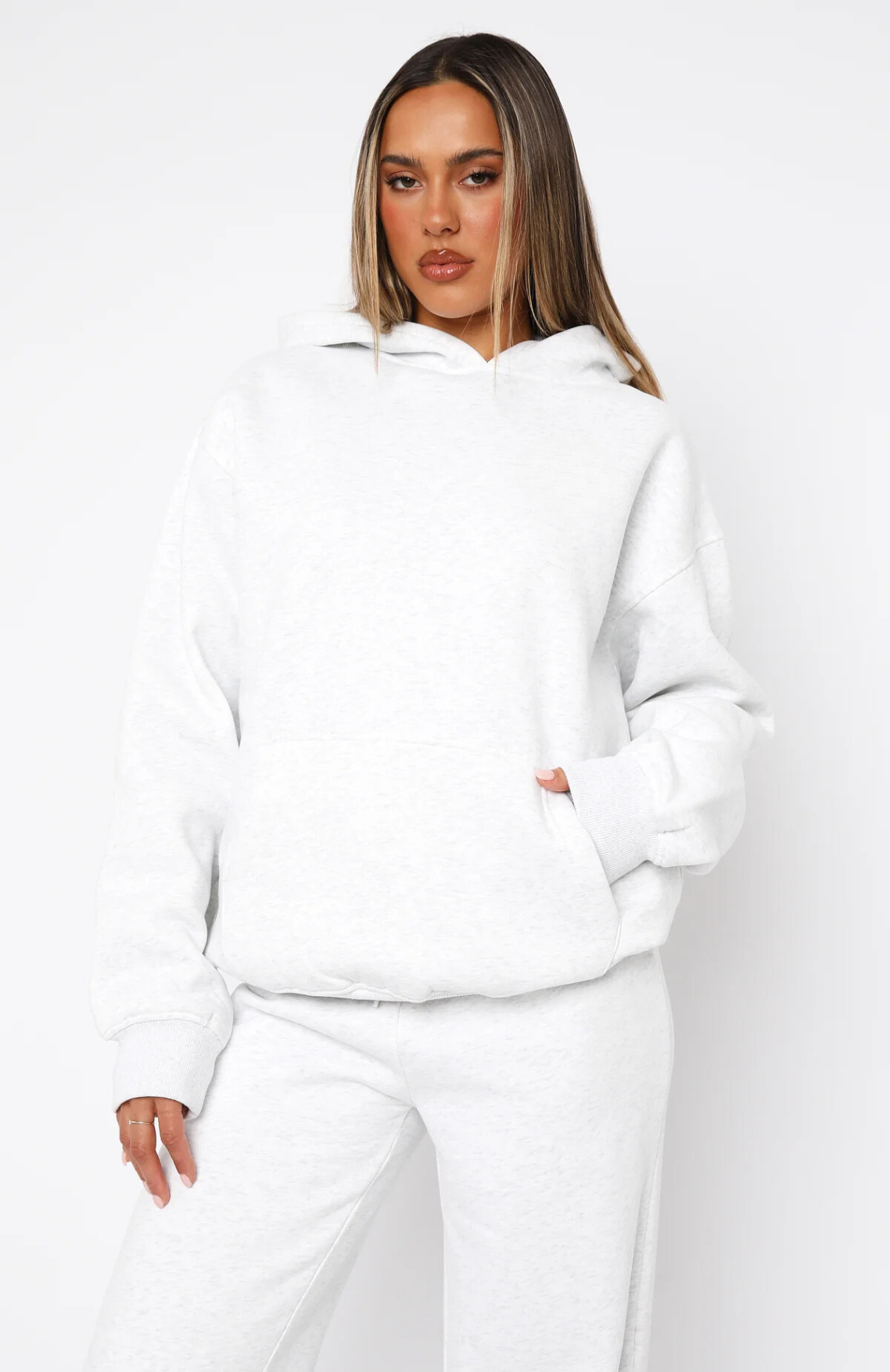 Oversize Hoodie + Wide Leg Sweatpants  - Grey