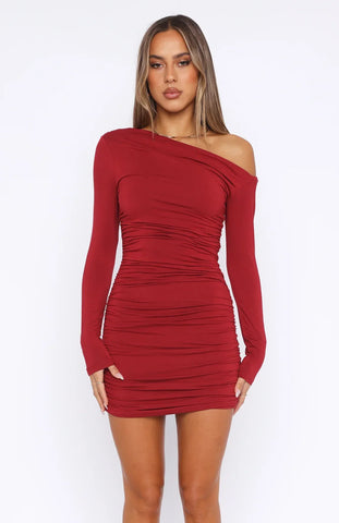 Phoenix Long Sleeve Mini Dress Wine