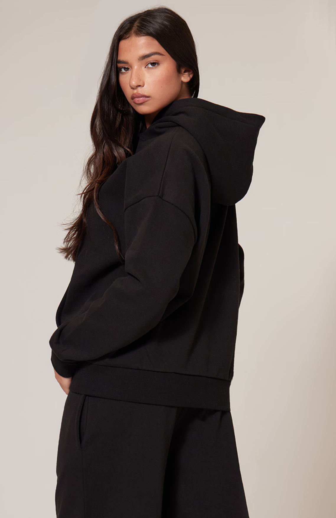 Premium Basic Oversized Hoodie Set - Black