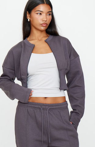 Charcoal Extreme Cinched Waist Sweatshirt Set