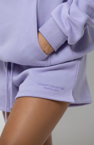 Oversize Hoodie + Shorts Set - Lavender