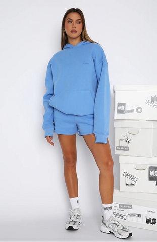 Oversize Hoodie + Shorts Set - Blueberry