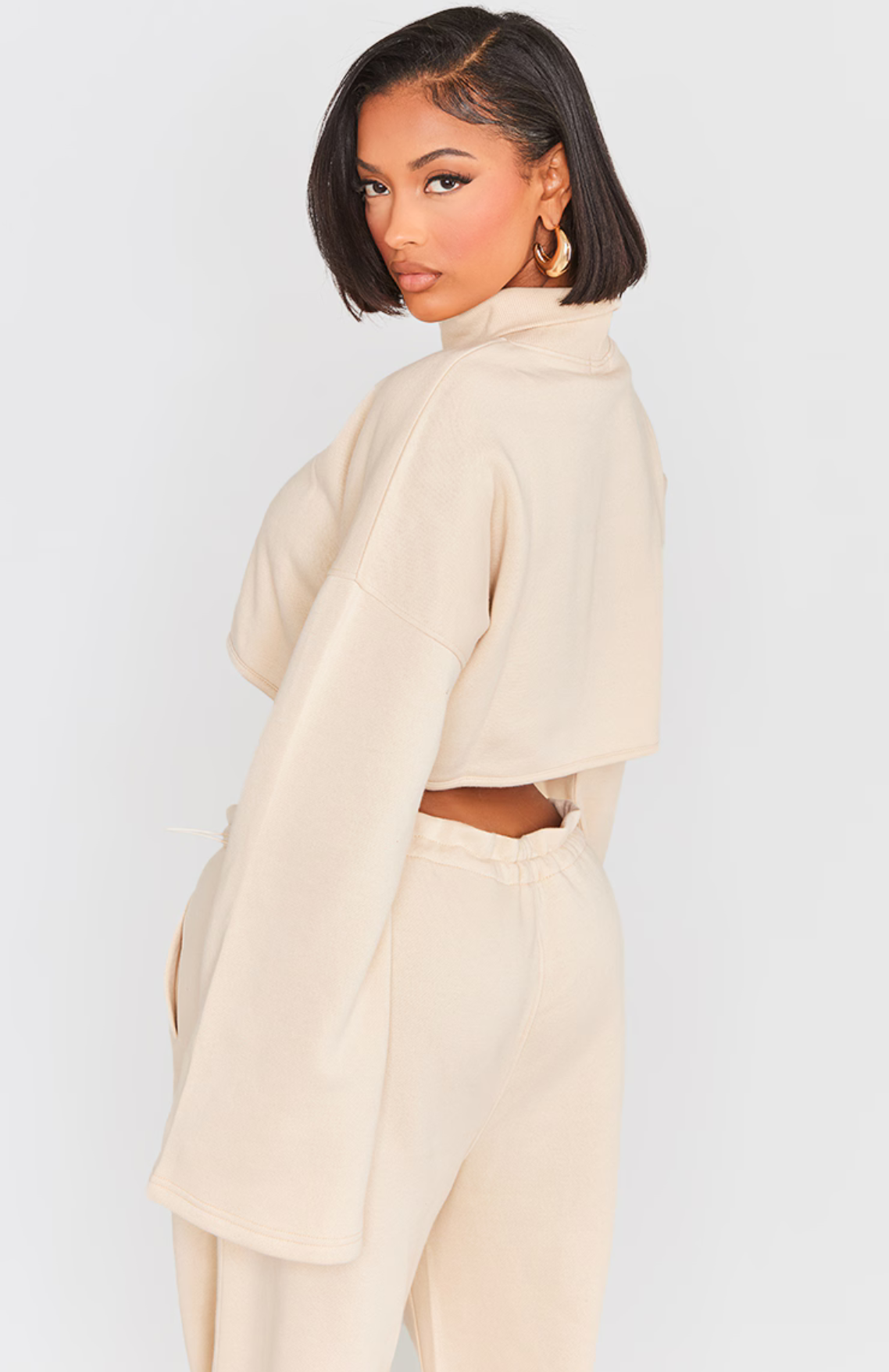 High Neck Long Sleeve Jumper - Cream