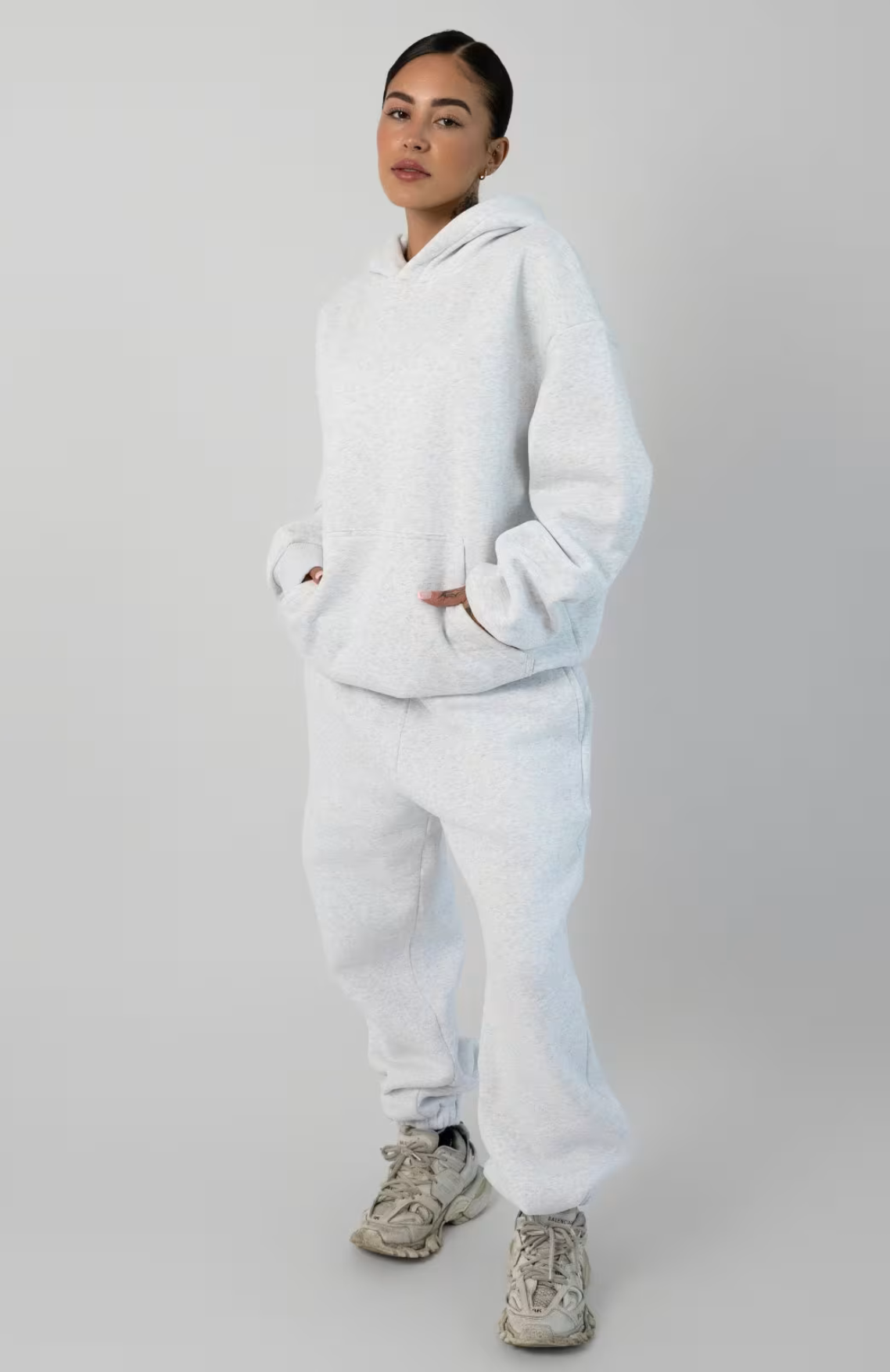 Oversize Hoodie Set - Lt Heather Grey