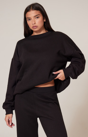 Longline Oversized Sweatshirt - Black