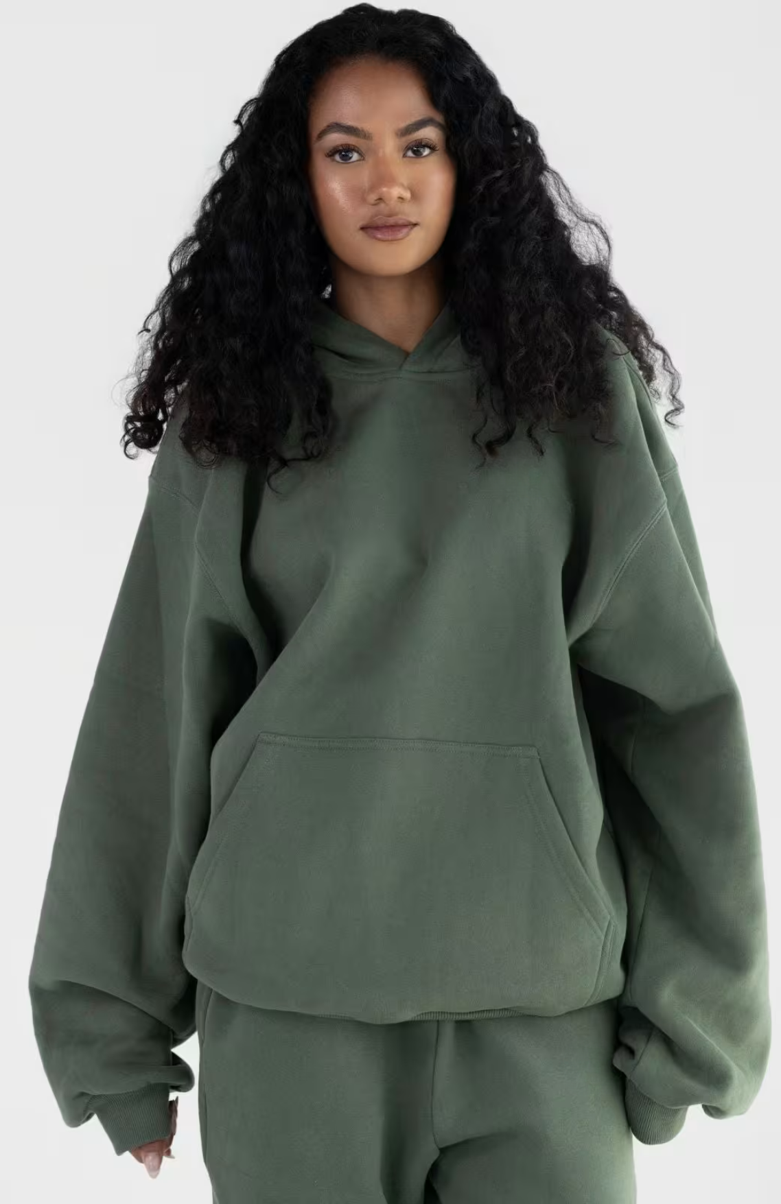 Minimalist Oversize Hoodie Set - Forest