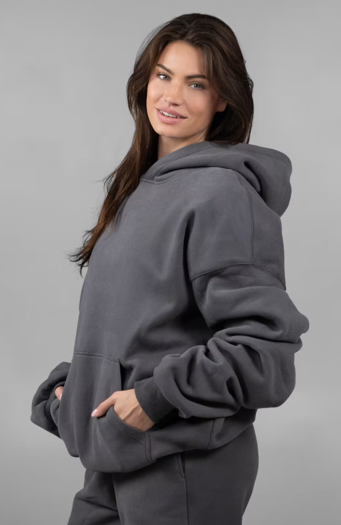 Minimalist Oversize Hoodie Set - Steel Grey