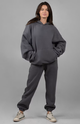 Minimalist Oversize Hoodie Set - Steel Grey