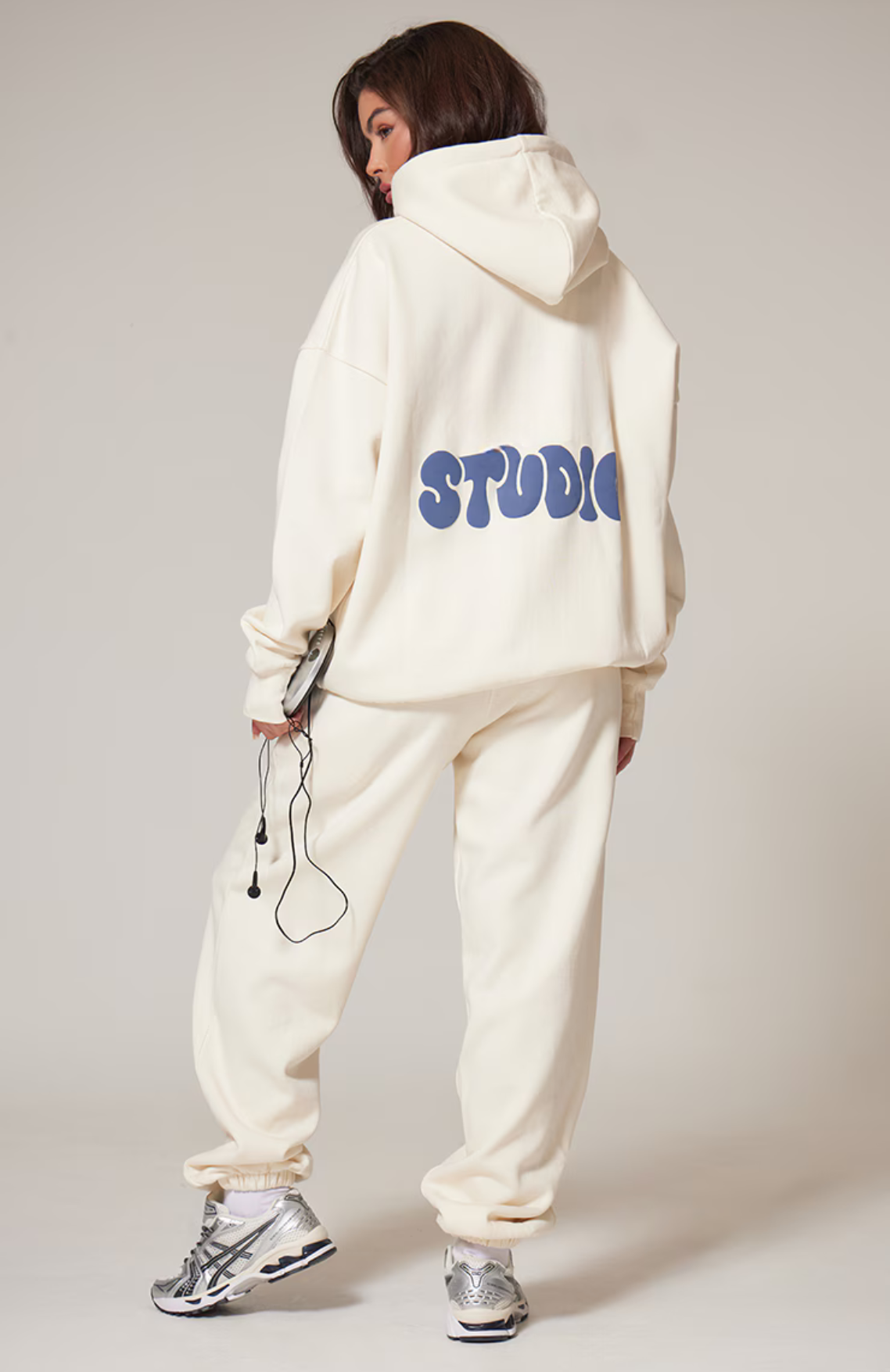 Premium Studio Print Oversized Hoodie Set - Sand