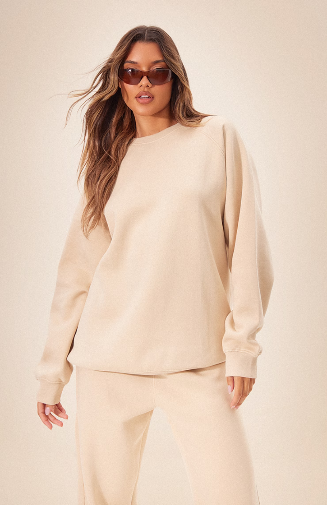 Premium Oversized Sweat Set - Beige