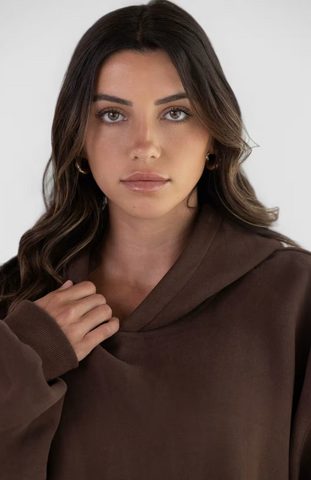 Minimalist Oversize Hoodie Set - Walnut