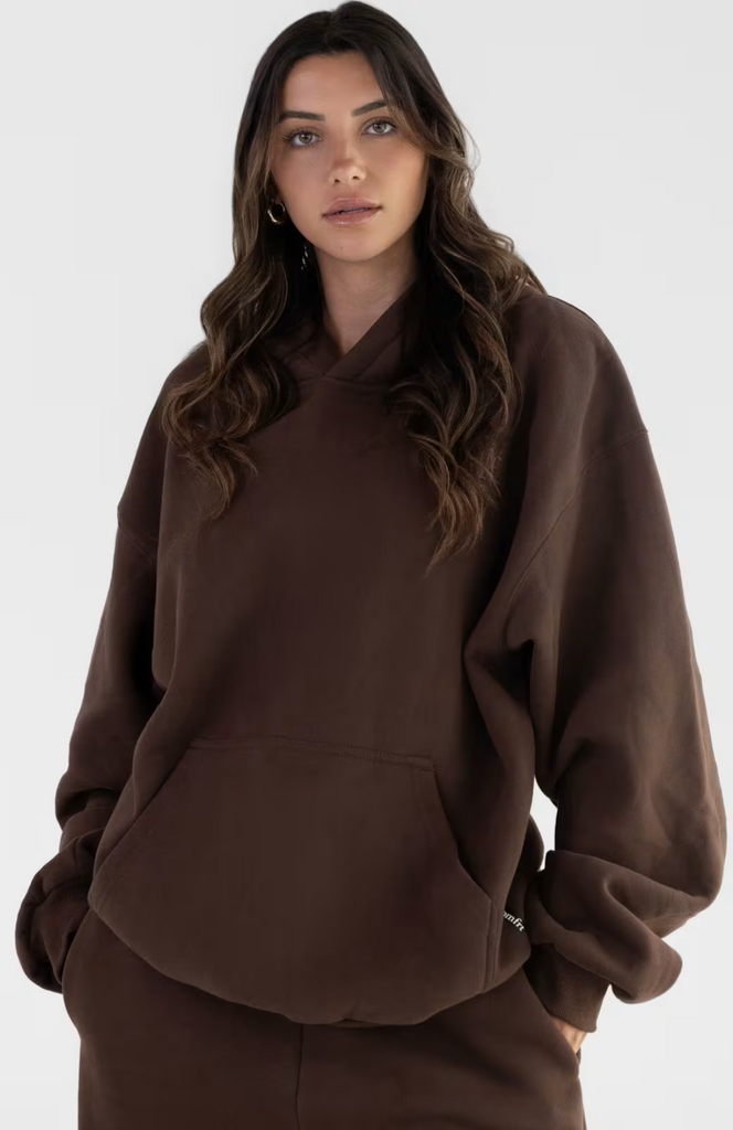 Minimalist Oversize Hoodie Set - Walnut