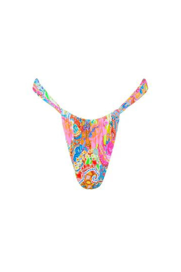 Tropical Twist - Ruched Thong Bikini Bottom