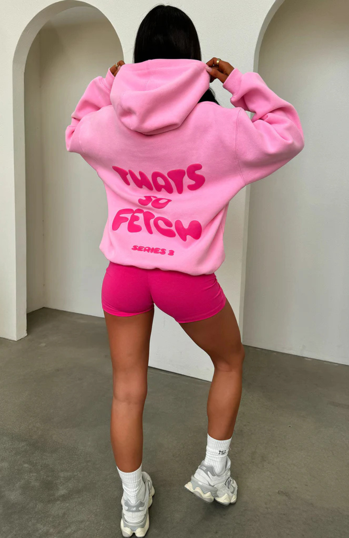 Oversize Hoodie + Shorts Set - Light Pink