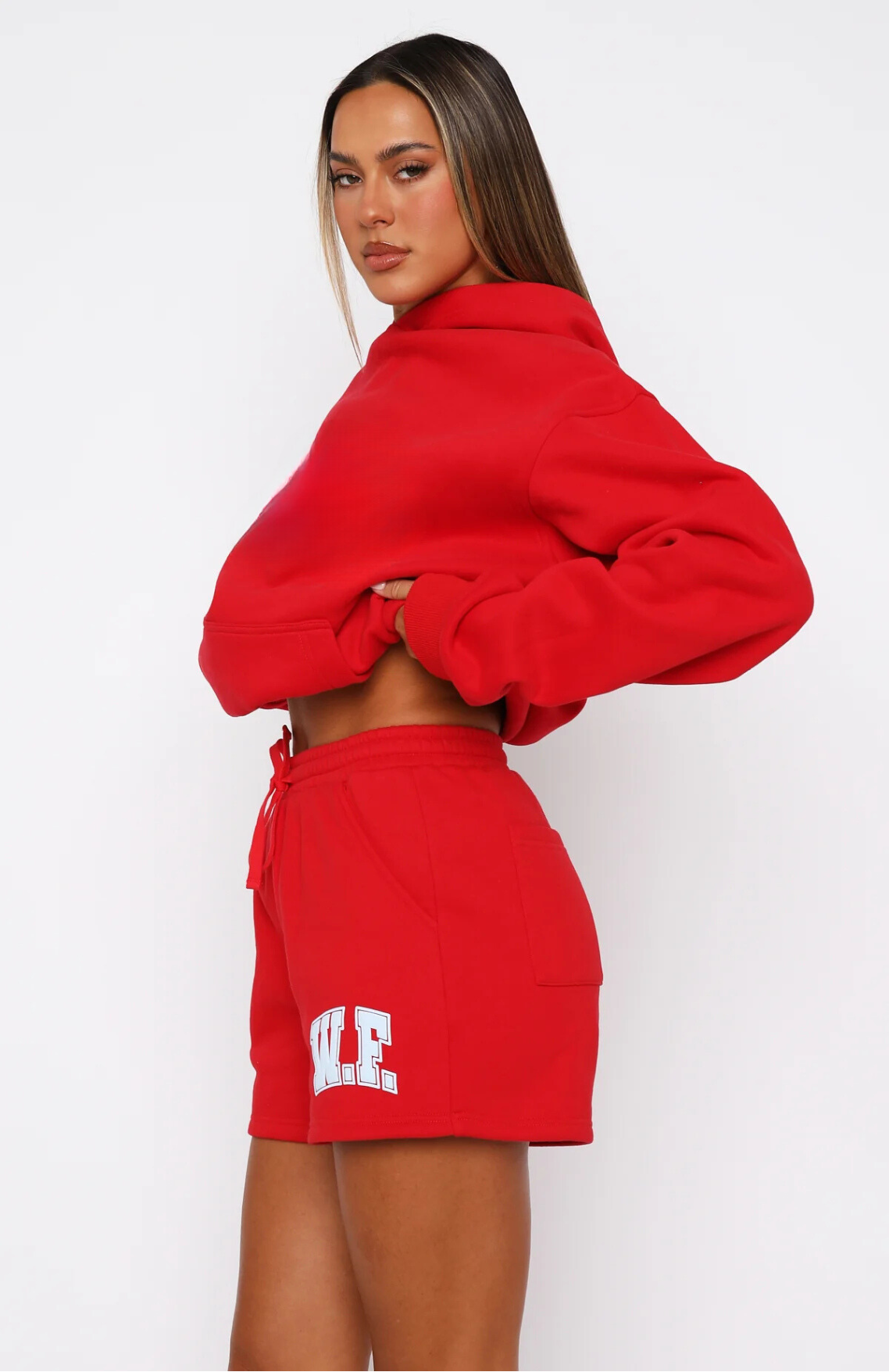 Oversize Hoodie + Shorts Set - Red