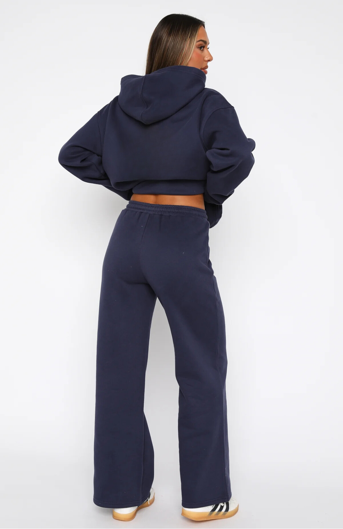 Oversize Hoodie + Wide Leg Sweatpants  - Navy