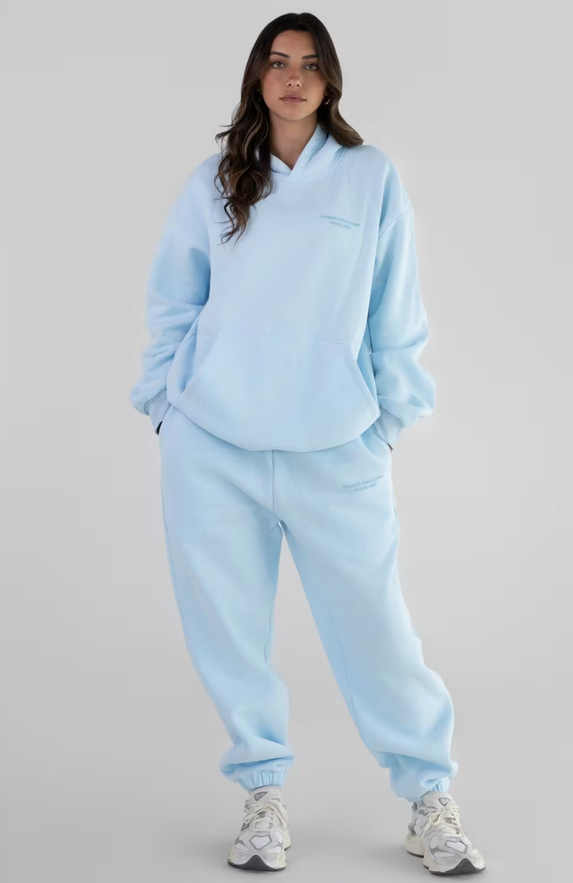 Pastel Oversize Hoodie Set - Baby Blue