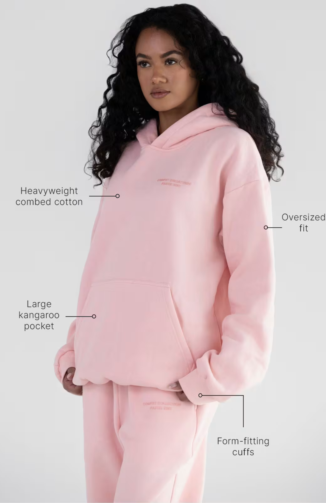 Pastel Oversize Hoodie Set - Bubblegum