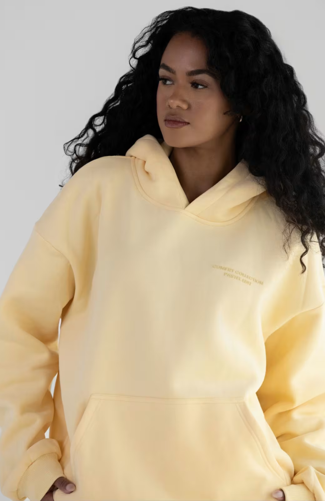 Pastel Oversize Hoodie Set - Canary