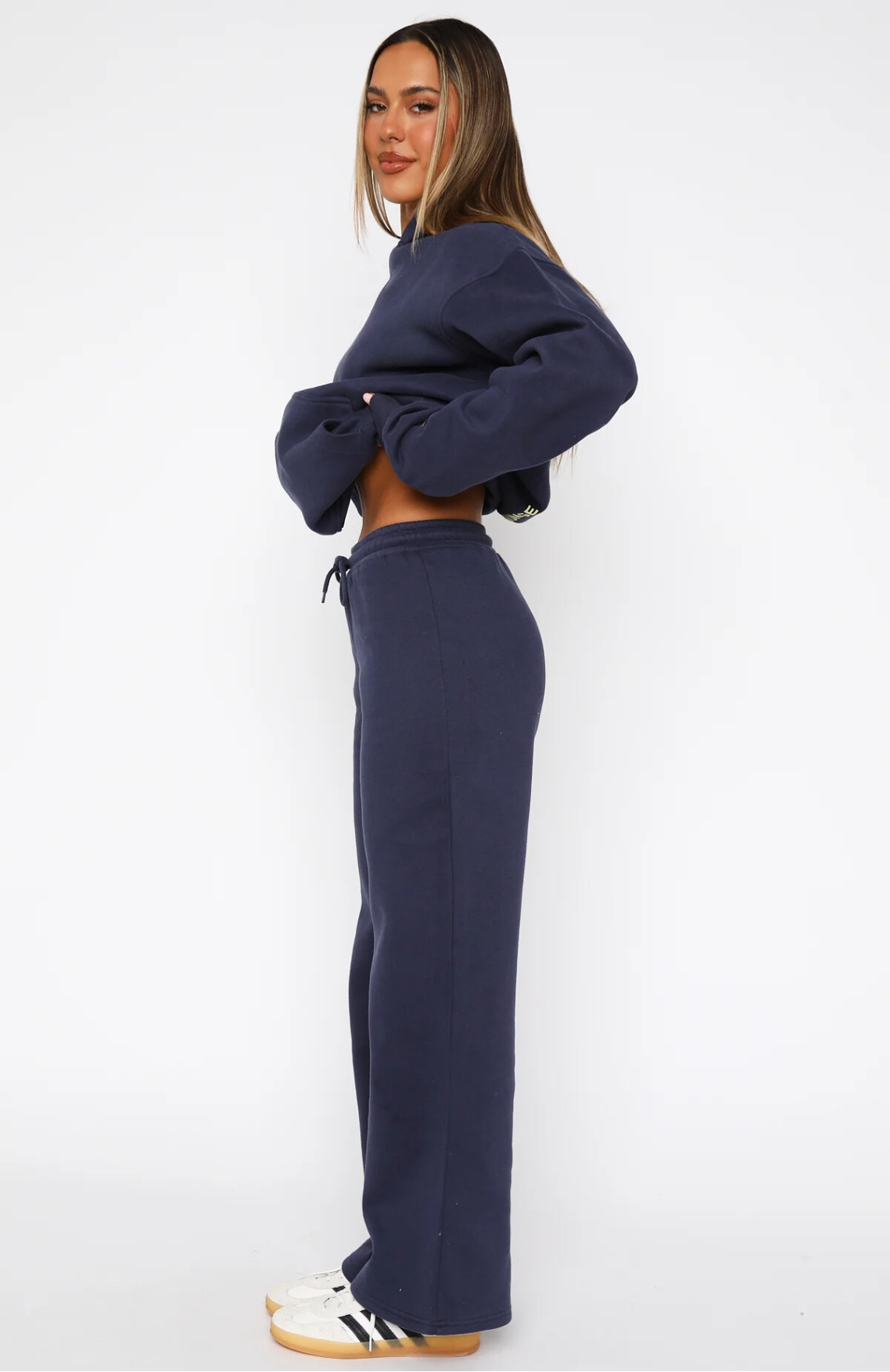 Oversize Hoodie + Wide Leg Sweatpants  - Navy