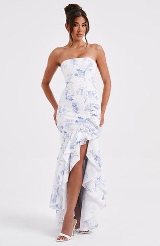 Everly Maxi Dress - Blue Floral Print