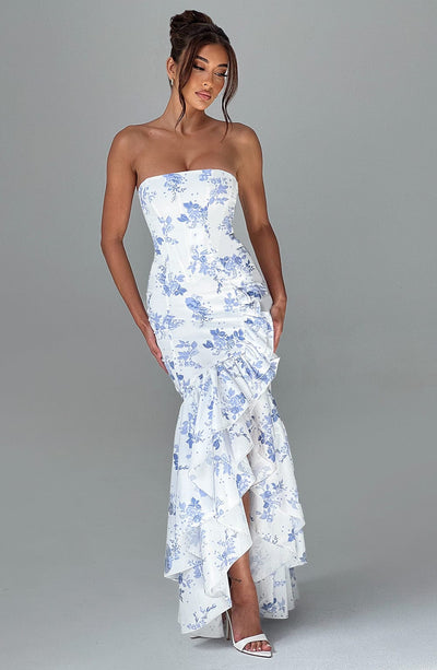 Everly Maxi Dress - Blue Floral Print