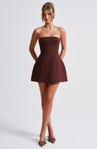 Mia Mini Dress - Brown