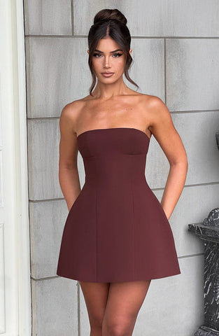 Mia Mini Dress - Brown