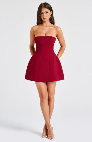 Mia Mini Dress - Wine