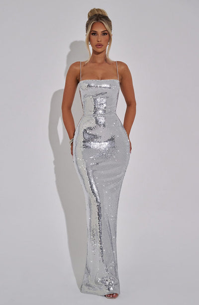 Dominique Maxi Dress - Silver