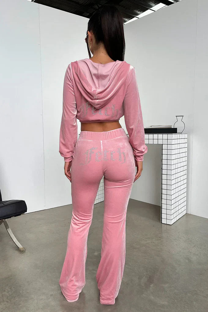 Beba Cropped Hoodie Set - Pink