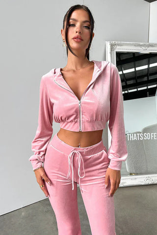 Beba Cropped Hoodie Set - Pink