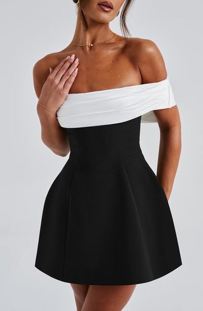 Gaia Mini Dress - Black / White